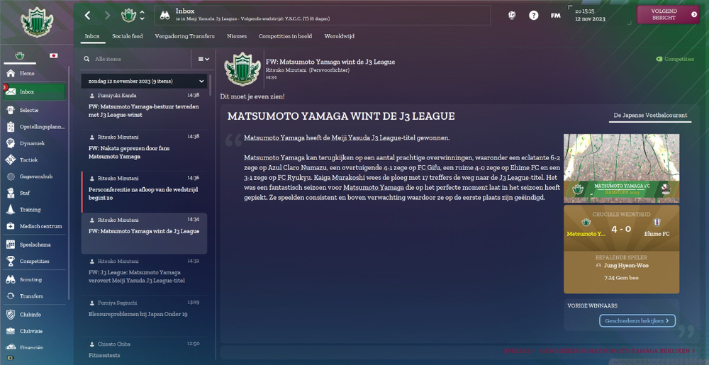 Matsumoto kampioen J League 3.jpg